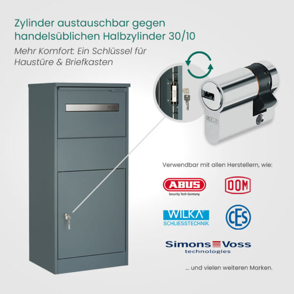 Safepost PK9003PZ XXL Paket-Briefkasten mit Halbzylinder – Bild 19
