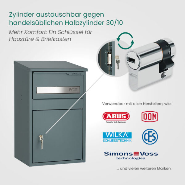 Safepost PK9005PZ Paket-Briefkasten mit Halbzylinder – Bild 19