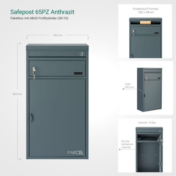 Safepost 65PZ Paketbox mit Profilzylinder – Bild 7