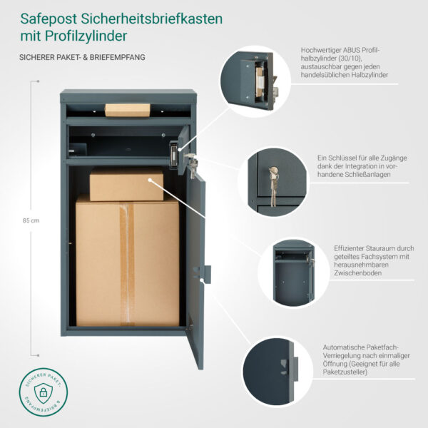 Safepost 65PZ Paketbox mit Profilzylinder – Bild 6