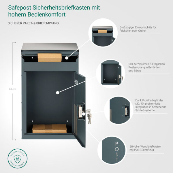Safepost 854PZ Briefkasten mit Profilzylinder – Bild 6