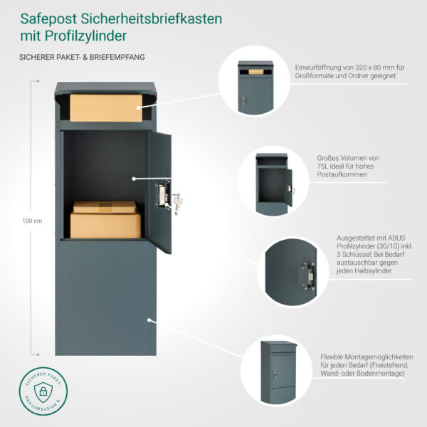 Safepost 855PZ Briefkasten mit Profilzylinder – Bild 6