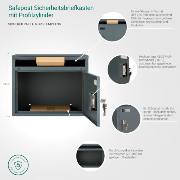 Safepost 910PZ Briefkasten mit Profilzylinder – Bild 6